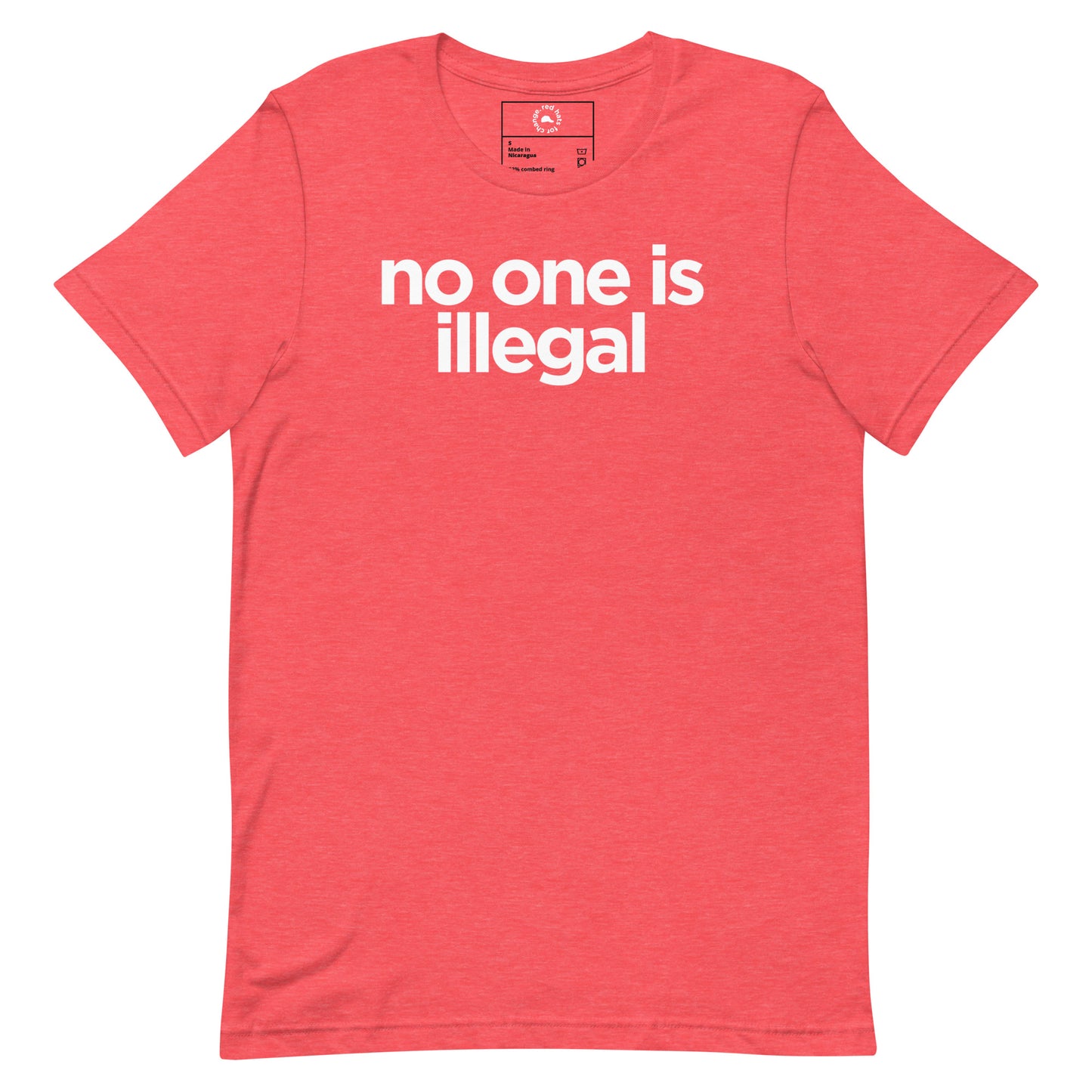 No One is Illegal - Red Unisex T-shirt benefits ACLU